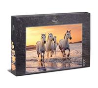 Ulmer Puzzleschmiede - Puzzle "Camargue Cavalli": puzzle 1000 pezzi - cavalli bianchi della Camargue allo stato brado in Provenza, Francia
