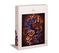 Ulmer Puzzleschmiede - Puzzle "Chocolaterie" - Puzzle classico da 1000 pezzi - Posizionamento natalizio di cacao e cioccolato in eleganti colori scuri