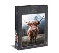 Ulmer Puzzleschmiede - Puzzle con animali "Highland" - Puzzle classico da 500 pezzi - Motivo puzzle dal potente manzo altopiano sul pascolo di mucca davanti al gelido sfondo alpino