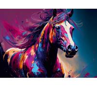 Ulmer Puzzleschmiede Puzzle con cavalli Color Wind da 2000 pezzi, il potente cavallo con criniera galleggiante nel vento, motivo colorato della collezione di cavalli