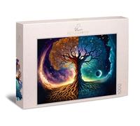 Ulmer Puzzleschmiede - Puzzle da 1000 pezzi "Albero del mondo" - motivo magico e cupo di Yggdrasil - mitologia nordica - Puzzle premium per adulti - Qualità Made in Germany