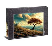 Ulmer Puzzleschmiede - Puzzle da 1000 pezzi "Autunno" - Albero solitario nel paesaggio autunnale con colline in particolare luce - Qualità puzzle Made in Germany