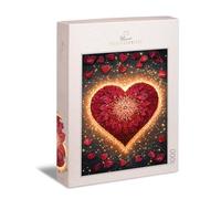 Ulmer Puzzleschmiede - Puzzle da 1000 pezzi con mandala a forma di cuore - simbolo dell'amore disegnato con petali di rosa in luci sottili - Puzzle per San Valentino - Made in Germany