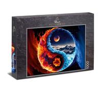 Ulmer Puzzleschmiede - Puzzle da 1000 pezzi Fire and Ice - Intensivo simbolo Yin Yang con le forze della natura in colori sorprendenti - Qualità Puzzle, Made in Germany