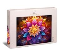 Ulmer Puzzleschmiede - Puzzle da 1000 Pezzi Neon Mandala - Design Floreale - Colori e Contrasti Adatti - Qualità Made in Germany