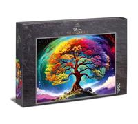 Ulmer Puzzleschmiede - Puzzle da 1000 pezzi "Rainbow-Tree - fantastico albero della vita nei colori dell'arcobaleno, su sfondo cosmico luminoso - Qualità puzzle Made in Germany