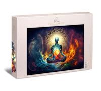 Ulmer Puzzleschmiede - Puzzle da 1000 pezzi "Volare dell'anima" - meraviglioso motivo spirituale a tema yoga e meditazione - per puzzle motivati, con qualità puzzle, made in Germany