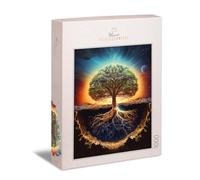 Ulmer Puzzleschmiede - Puzzle da 1000 pezzi "Yggdrasil" - Design di puzzle sofisticato e meravigliosamente messo in scena - L'albero del mondo tra i mondi superiori, terrestri e sotterranei -