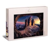 Ulmer Puzzleschmiede - Puzzle "DREI Zinnen" - Puzzle classico da 1000 pezzi Alpi - Il panorama delle famose montagne in Alto Adige, Italia - paesaggio mozzafiato nell'ultimo sole della sera