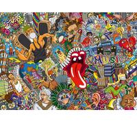 Ulmer Puzzleschmiede - Puzzle "Graffiti e musica" - Colorato puzzle artistico da 2000 pezzi - Graffiti street art con elementi di immagini colorate intorno alla musica, hip-hop e live style