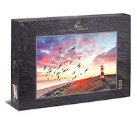 Ulmer Puzzleschmiede - Puzzle "Il desiderio del Mare del Nord" - Bella immagine del paesaggio dell'isola di Sylt con il faro sulla spiaggia al sole della sera