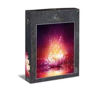 Ulmer Puzzleschmiede - Puzzle "Lotus Magie" - Puzzle artistico moderno da 500 pezzi - Fantastico fiore di loto come fiore magico luminoso sull'acqua - Qualità puzzle Made in Germany