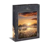Ulmer Puzzleschmiede - Puzzle "mattina" - Puzzle classico da 1000 pezzi con motivo lago - paesaggio suggestivo al mattino con famiglia di anatre in acqua - Made in Germany