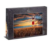 Ulmer Puzzleschmiede - Puzzle "Orizzonte" - Classico 1000 pezzi con faro sul mare - La luce sul faro dissolve la luce del sole e devia la serata - Puzzle Made in Germany