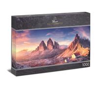 Ulmer Puzzleschmiede - Puzzle panoramico 1000 pezzi "cielo serale" - Fantastico puzzle alpino dal tramonto alle tre cime nelle Dolomiti