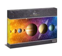 Ulmer Puzzleschmiede - Puzzle panoramico da 1000 pezzi "Sistema Solare" - Sole, Mercurio, Venere, Terra, Marte, Giove, Saturno, Urano, Nettuno - Motivo pianeta con sfondo spaziale ricco di dettagli