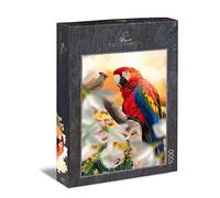 Ulmer Puzzleschmiede - Puzzle "pappagallo" - Puzzle classico da 1000 pezzi - Puzzle colorato di animali, raffinato progettato con il piccolo uccello come contrasto di colore e dimensioni con il