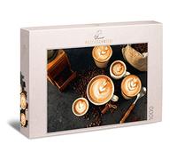 Ulmer Puzzleschmiede - Puzzle 'Passione del Caffè' - 1000 Pezzi Classico - Motivo con Tazze, Chicchi e Accessori per Caffè - Made in Germany