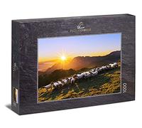 Ulmer Puzzleschmiede - Puzzle "Pecora di montagna" - Motivo di paesaggio con un gregge di pecore in montagna al tramonto