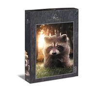 Ulmer Puzzleschmiede - Puzzle "procione cerca amico" - adorabile motivo animale come puzzle da 1000 pezzi - il simpatico piccolo procione ospita una farfalla e si estende calorosamente la sua zampa