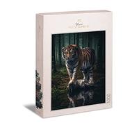 Ulmer Puzzleschmiede - Puzzle "Righello della Foresta Oscura" - La maestosa tigre siberiana cammina nella notte - Puzzle con tigri da 1000 pezzi per adulti - Puzzle Made in Germany