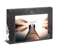 Ulmer Puzzleschmiede - Puzzle "silenzioso" - Fantastico puzzle da 1000 pezzi per adulti - Pace e relax sul molo nella nebbia sopra il lago solitario - Puzzle Made in Germany