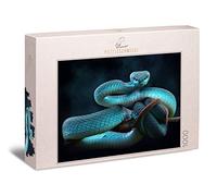 Ulmer Puzzleschmiede - Puzzle "Snake Dream" - Puzzle classico da 1000 pezzi - Foto di animali mistici con emozionante motivo serpente - La viper blu è un puzzle per puzzle avanzato