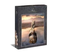 Ulmer Puzzleschmiede - Puzzle specchio, specchio" - Puzzle visionario da 500 pezzi con carattere animale creativo - il piccolo leone con la grande consapevolezza di sé scopre la sua natura selvaggia