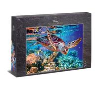 Ulmer Puzzleschmiede - Puzzle "Tartaruga mare" - Classico puzzle da 500 pezzi dal mare - Motivo puzzle della tartaruga galleggiante come registrazione subacquea luminosa nel Mare del Sud