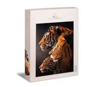 Ulmer Puzzleschmiede - Puzzle "The Big Three" - Colossale motivo gatto predatore con tigre, leone e leopardo - Puzzle con animali da 1000 pezzi con i 3 grandi cacciatori