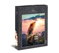 Ulmer Puzzleschmiede - Puzzle "to The Light" - Puzzle artistico da 1000 pezzi con iguana e farfalla - Gli animali si toccano in alto alla luce del caldo sole della sera - puzzle per adulti