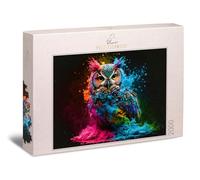 Ulmer Puzzleschmiede - Puzzle "uccello notturno colorato" - Ritratto di gufi con esplosione di colore brillante come puzzle da 2000 pezzi - Motivo gufo della collezione Puzzle Colori & Fantasy