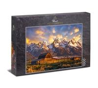 Ulmer Puzzleschmiede - Puzzle USA "Grand Teton National Park" - Classico puzzle da 1000 pezzi con famoso motivo USA - Il vecchio fienile Moulton davanti alle cime delle montagne Teton