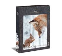 Ulmer Puzzleschmiede - Puzzle Volpe e Scoiattolo - Puzzle da 1000 Pezzi - scoiattoli e Volpe nella Foresta Invernale - Animali in Scena - qualità Puzzle Made in Germany