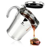 Ulmil Salsiera per condimento liquido, salsiera in acciaio inossidabile, doppia salsiera con coperchio, adatta per cucina e ristorante, Servieren sugo, panna e crema pasticcera (450 ml)