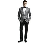 Ulnomio Uomo 2 Pezzo del Vestito Set Picco Risvolto Giacca One Button Tux Vestito di Pantaloni Banchetto del Partito
