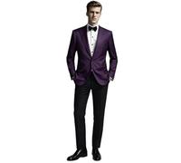 Ulnomio Uomo 2 Pezzo del Vestito Set Picco Risvolto Giacca One Button Tux Vestito di Pantaloni Banchetto del Partito