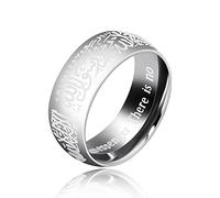 Uloveido Anelli Shahada con lettera araba musulmana Mohammad in acciaio inox color oro, larghezza 8 mm, anelli religiosi Allah per uomini e donne Y543, R1/2 (59.5mm), Metallo, Zirconia cubica