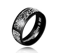 Uloveido Anelli Shahada con lettera araba musulmana Mohammad in acciaio inox color oro, larghezza 8 mm, anelli religiosi Allah per uomini e donne Y543, P1/2 (57mm), Metallo, Zirconia cubica
