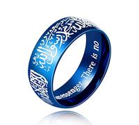 Uloveido Anelli Shahada con lettera araba musulmana Mohammad in acciaio inox color oro, larghezza 8 mm, anelli religiosi Allah per uomini e donne Y543, P1/2 (57mm), Metallo, Zirconia cubica