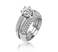 Uloveido Anelli sovrapponibili Diamante simulato CZ, Set di 3 Fasce per l'eternità per Donna, Anelli in Ottone rodiato per lei