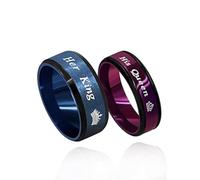 Uloveido Anello alla moda a 2 toni per il suo re, nero e blu, da uomo, per coppie, fedi nuziali, anelli di anniversario per marito, Y1314 (taglia 12)