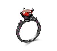 Uloveido Anello Black Halo Promise Eternity per Ragazze con Cuore e zirconi Tagliati a Forma di Anello di Fidanzamento per Matrimonio