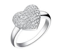 Uloveido Anello da Donna Love Heart Micro Pave Anelli placcati Argento zirconi per Gioielli da Donna Accessori da Sposa