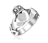 Uloveido Anello da uomo in acciaio inox Claddagh con nodo celtico Eternity design amicizia amore lealtà fede nuziale Y2145, N1/2 (54.4mm), Acciaio inossidabile