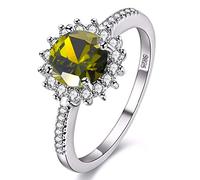 Uloveido Anello di Design Girasole Platino Placcato Platino Grandi Anelli Rotondi in Pietra di Zirconia cubica per Donna