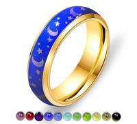 Uloveido Anello in acciaio inox da 6 mm, comodo da indossare, sensibile alla temperatura, cambia colore, colore arcobaleno, R1/2(59.5mm), Metallo, Nessuna pietra preziosa