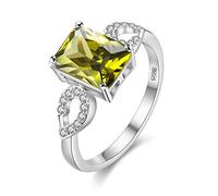Uloveido Anello in Argento con zirconi cubici Taglio Smeraldo di Grandi Dimensioni Anelli di Cristallo Rettangolare Rettangolare promessa per Le Donne