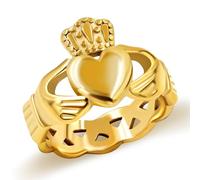 Uloveido Anello placcato oro con cuore irlandese Claddagh Love Loyalty Celtic Knot anelli in acciaio inox fedi nuziali, Size 8-Dia 18.1, Metallo, Nessuna pietra preziosa