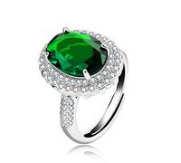 Uloveido Anello regolabile con grande zircone cubico ovale, anello solitario con gambo diviso, Adjustable, Ottone, Platino, Zirconia cubica